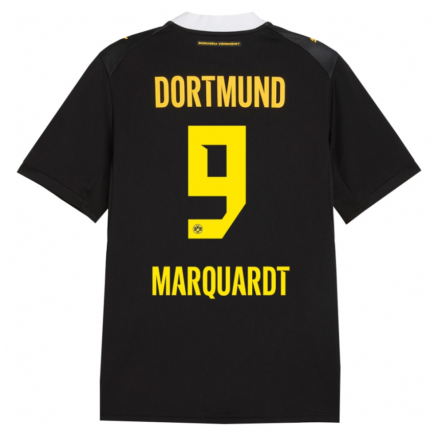 נשים Dana Marquardt #9 שחור אדום צהוב הרחק ג'רזי 2026/27 חולצה קצרה