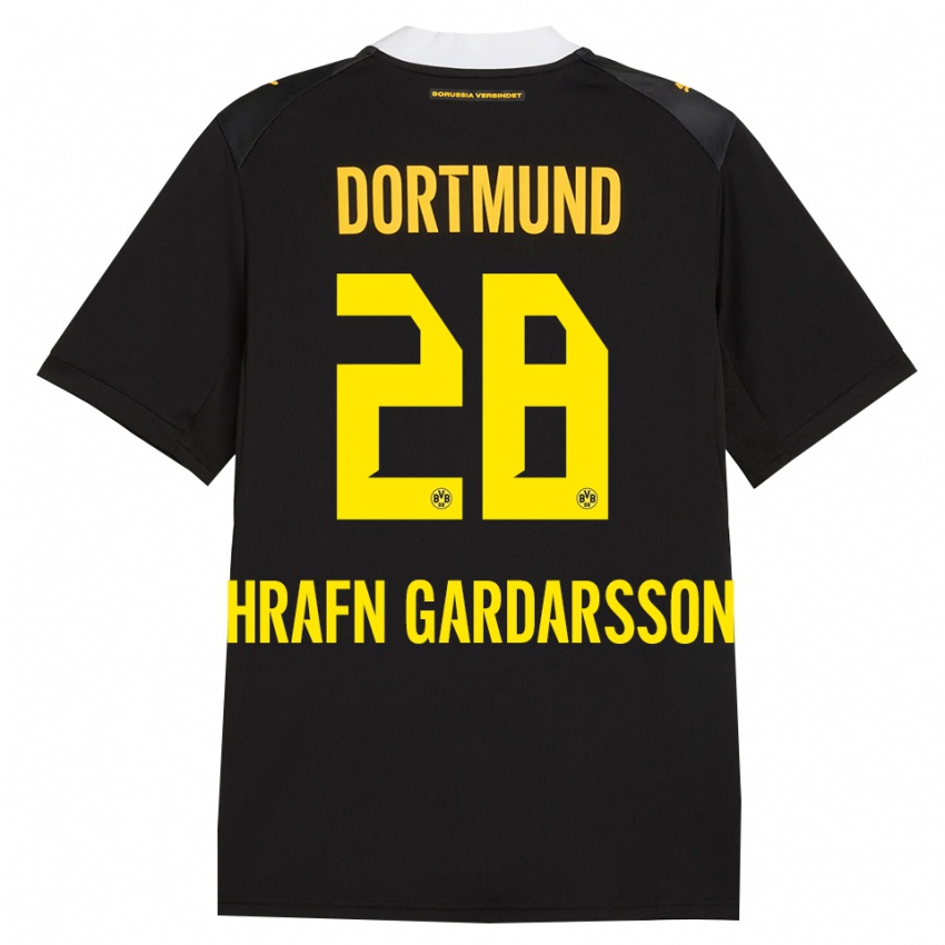 נשים Bjarki Hrafn Gardarsson #28 שחור אדום צהוב הרחק ג'רזי 2026/27 חולצה קצרה