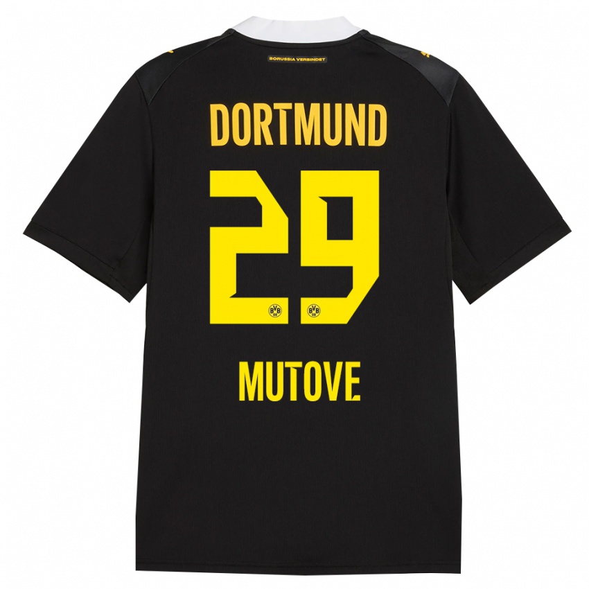 נשים Kevin Mutove #29 שחור אדום צהוב הרחק ג'רזי 2026/27 חולצה קצרה