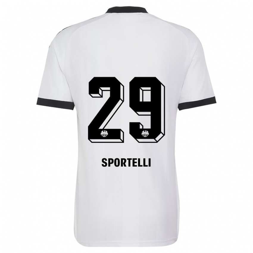 נשים Flavio Sportelli #29 שחור לבן הרחק ג'רזי 2026/27 חולצה קצרה