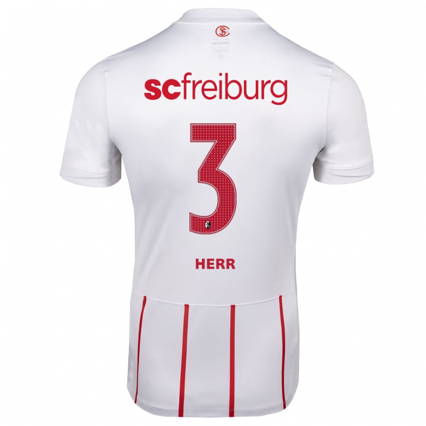 נשים Ben Herr #3 לבן אדום צהוב הרחק ג'רזי 2026/27 חולצה קצרה