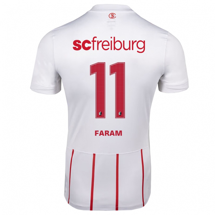 נשים Djamal Faram #11 לבן אדום צהוב הרחק ג'רזי 2026/27 חולצה קצרה