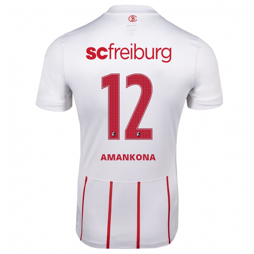 נשים Alvar Amankona #12 לבן אדום צהוב הרחק ג'רזי 2026/27 חולצה קצרה