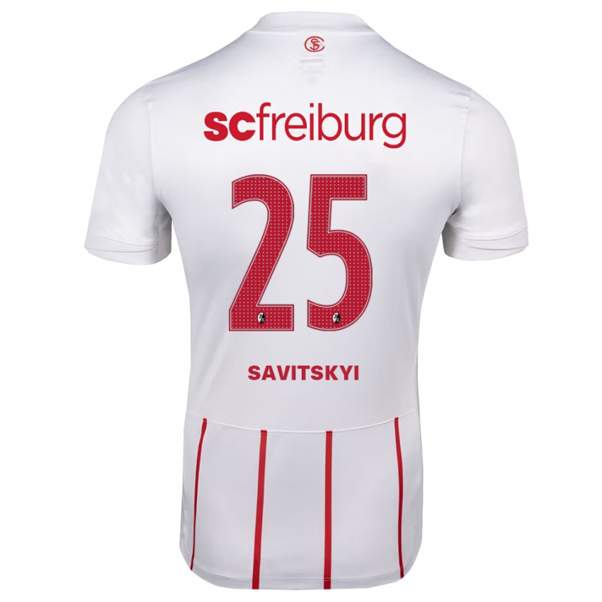 נשים Kiril Savitskyi #25 לבן אדום צהוב הרחק ג'רזי 2026/27 חולצה קצרה