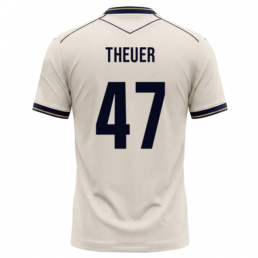 נשים Maximilian Theuer #47 לבן מבריק כחול דיו הרחק ג'רזי 2026/27 חולצה קצרה