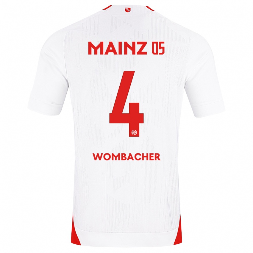 נשים Fynn Wombacher #4 לבן אדום צהוב הרחק ג'רזי 2026/27 חולצה קצרה