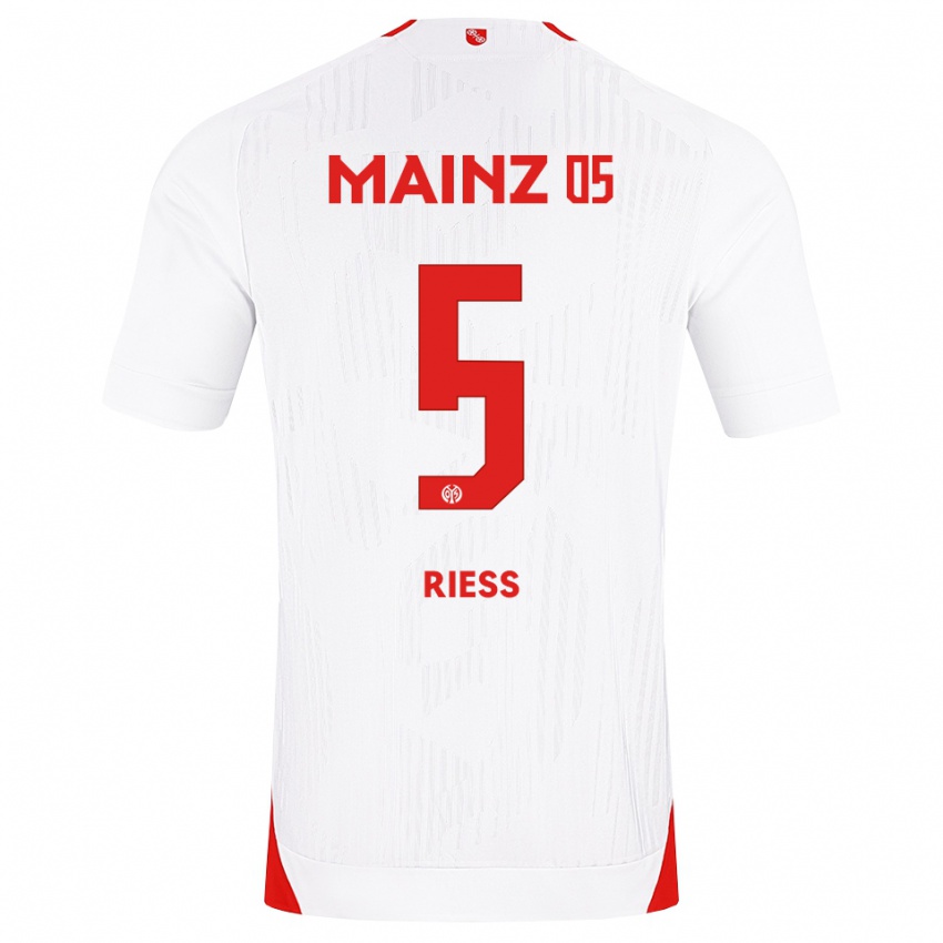 נשים Fabian Rieß #5 לבן אדום צהוב הרחק ג'רזי 2026/27 חולצה קצרה