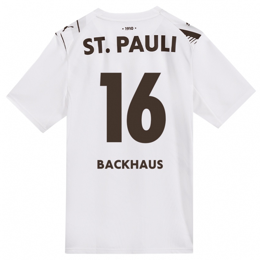 נשים Ols Backhaus #16 קפה לבן אדום הרחק ג'רזי 2026/27 חולצה קצרה