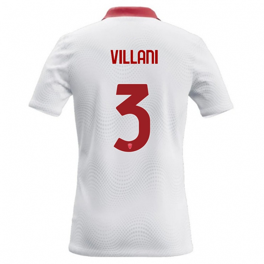 נשים Matteo Villani #3 לבן אדום הרחק ג'רזי 2026/27 חולצה קצרה