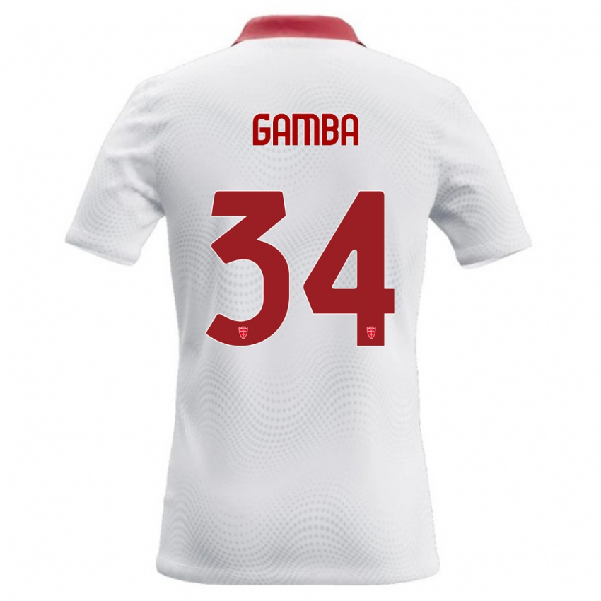 נשים Alberto Gamba #34 לבן אדום הרחק ג'רזי 2026/27 חולצה קצרה