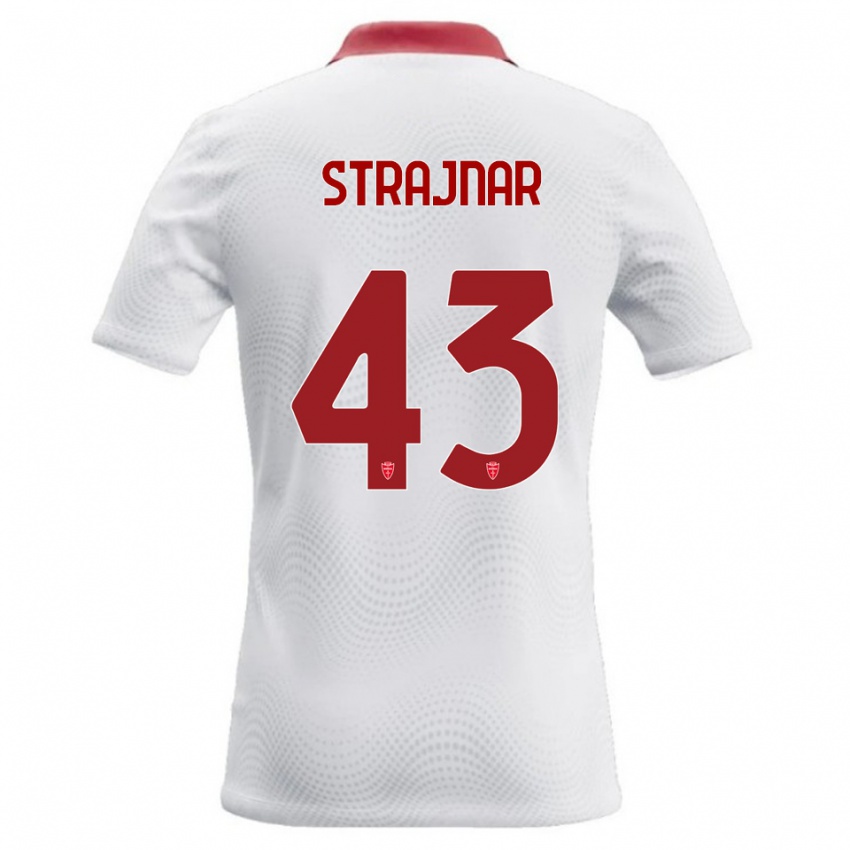נשים Aljaz Strajnar #43 לבן אדום הרחק ג'רזי 2026/27 חולצה קצרה
