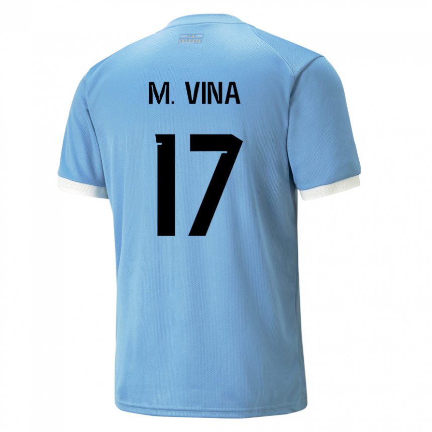 ילדים אורוגוואי מתיאס וינייה #17 כָּחוֹל ג'רזי ביתית 22-24 חולצה קצרה