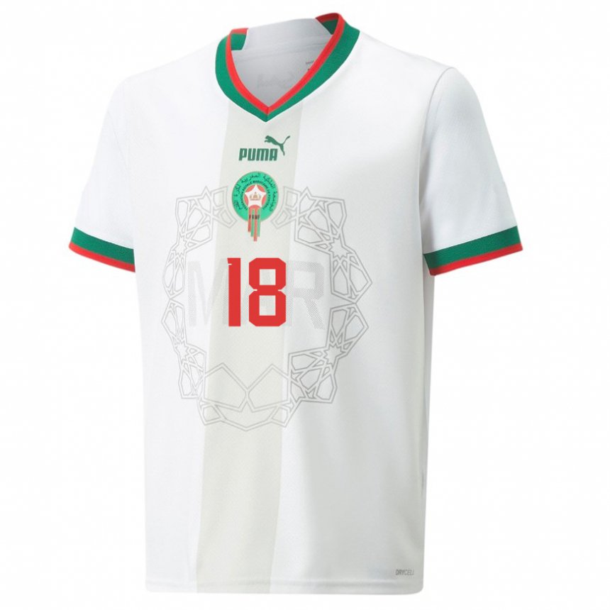 ילדים מרוקו אמין האריט #18 לבן הרחק ג'רזי 22-24 חולצה קצרה