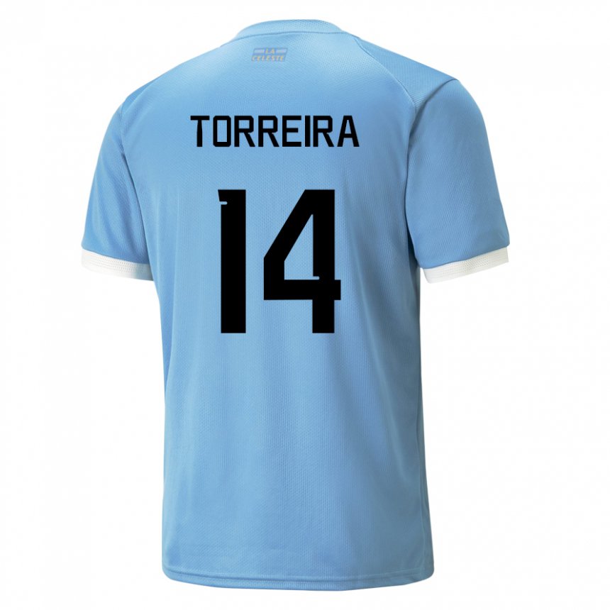 גברים אורוגוואי לוקאס טוריירה #14 כָּחוֹל ג'רזי ביתית 22-24 חולצה קצרה
