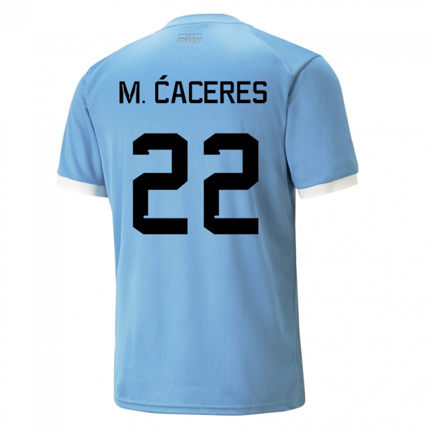 גברים אורוגוואי מרטין קאסרס #22 כָּחוֹל ג'רזי ביתית 22-24 חולצה קצרה
