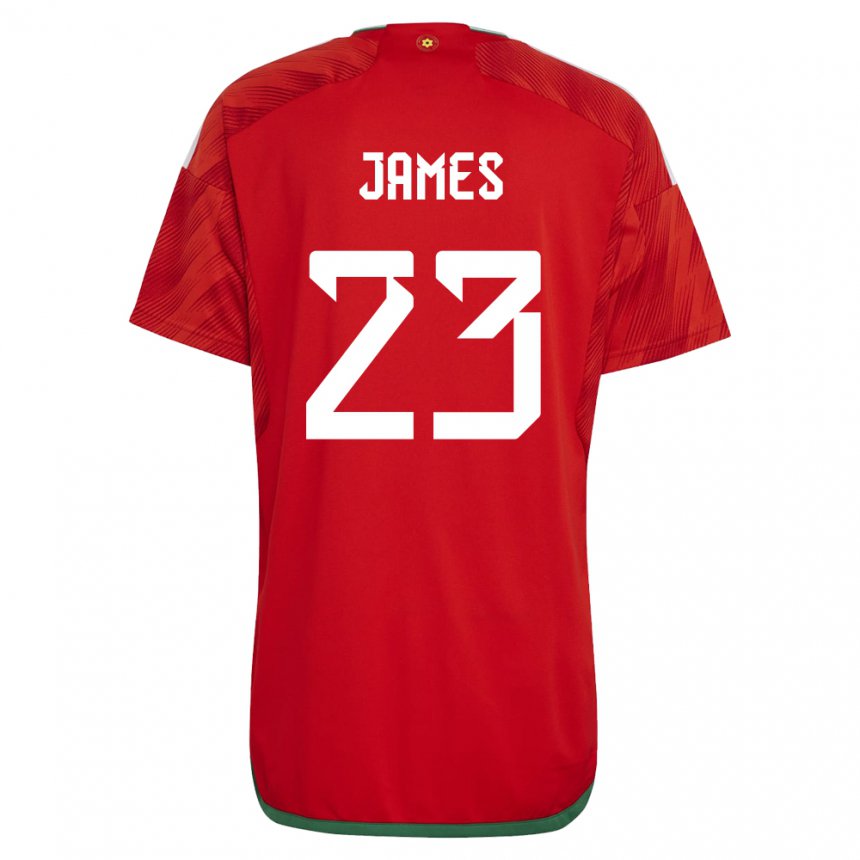 גברים ויילס ג'ורדן ג'יימס #23 אָדוֹם ג'רזי ביתית 22-24 חולצה קצרה