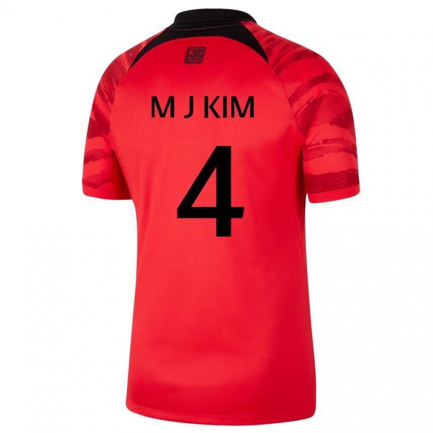 נשים נבחרת קוריאה קים מין-ג'ה #4 אדום שחור ג'רזי ביתית 22-24 חולצה קצרה