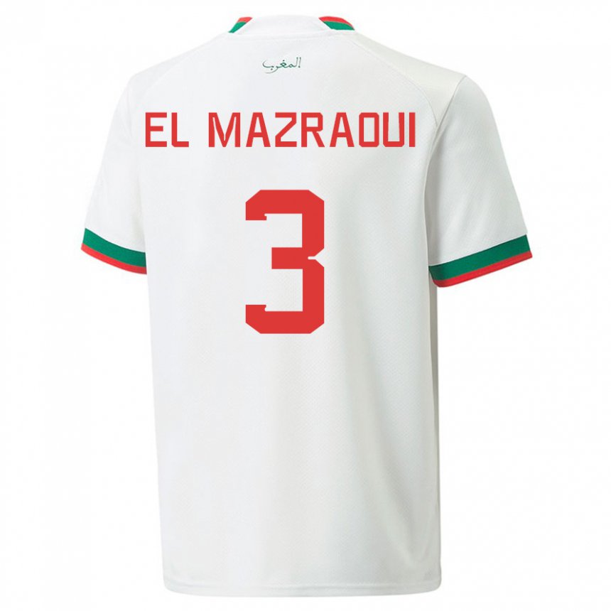 נשים מרוקו נוסייר מזראוי #3 לבן הרחק ג'רזי 22-24 חולצה קצרה