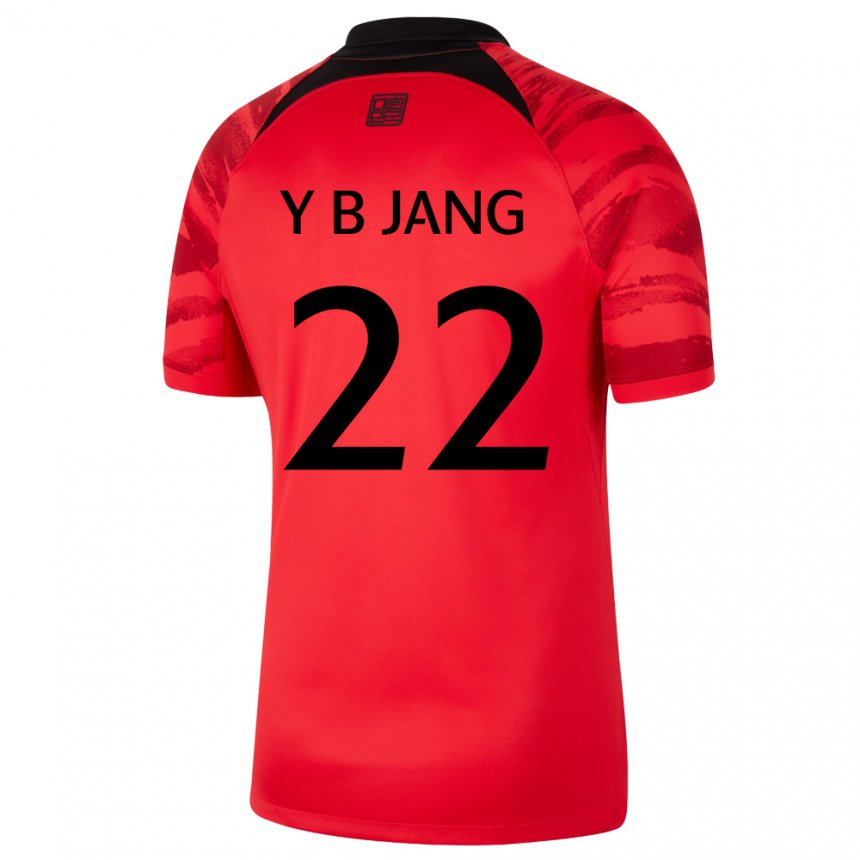 ילדים נבחרת קוריאה ג'אנג יו בן #22 אדום שחור ג'רזי ביתית 22-24 חולצה קצרה