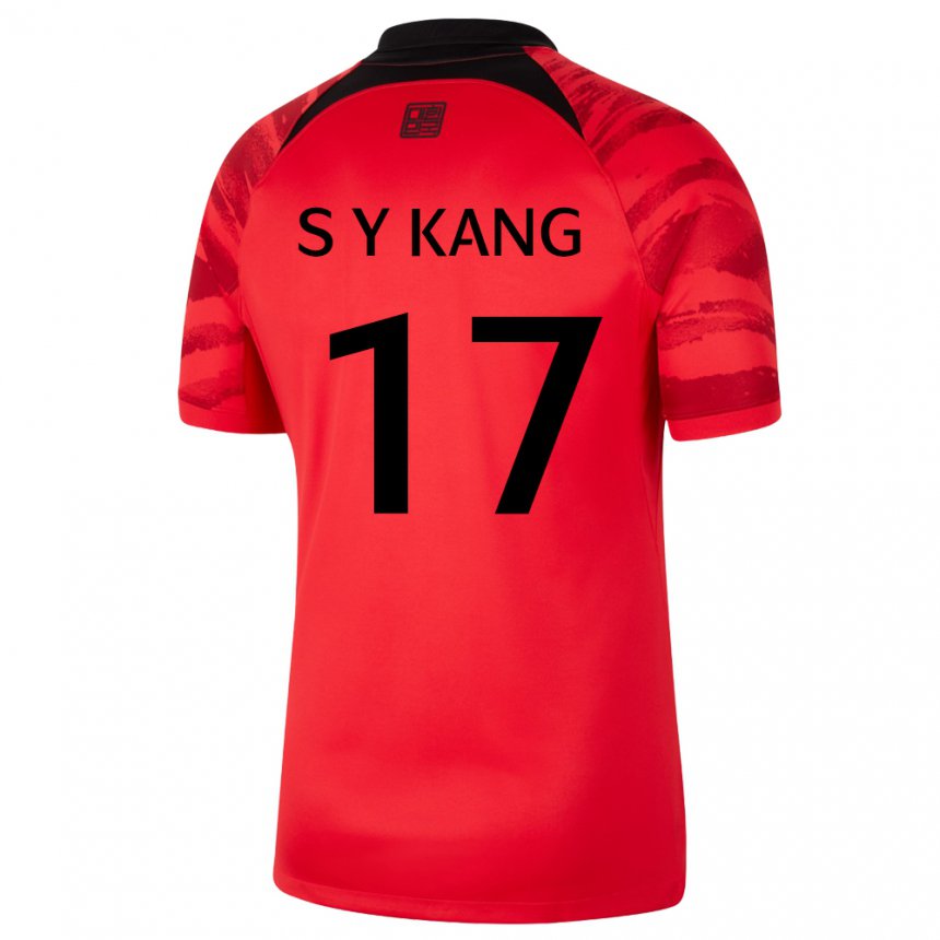 גברים נבחרת קוריאה סאנג-יון קאנג #17 אדום שחור ג'רזי ביתית 22-24 חולצה קצרה