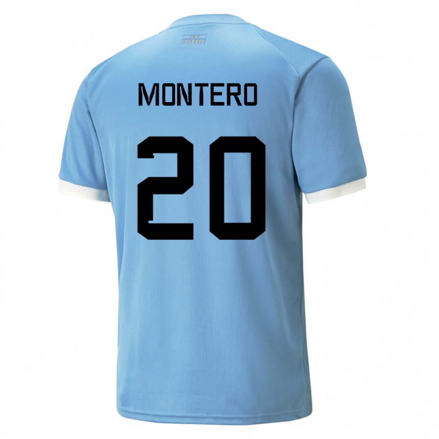 גברים אורוגוואי אלפונסו מונטרו #20 כָּחוֹל ג'רזי ביתית 22-24 חולצה קצרה