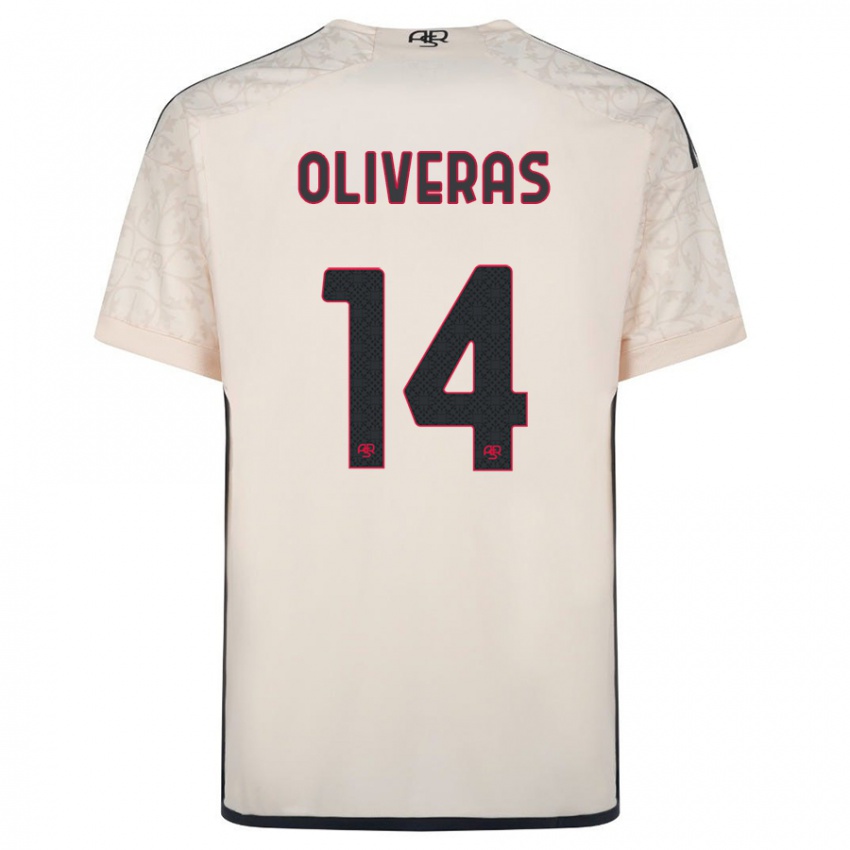 ילדים Jan Oliveras #14 צבע קרם הרחק ג'רזי 2023/24 חולצה קצרה