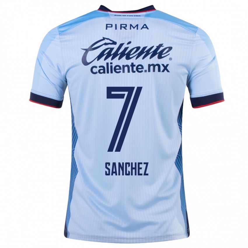 גברים Andrea Sanchez #7 שמים כחולים הרחק ג'רזי 2023/24 חולצה קצרה