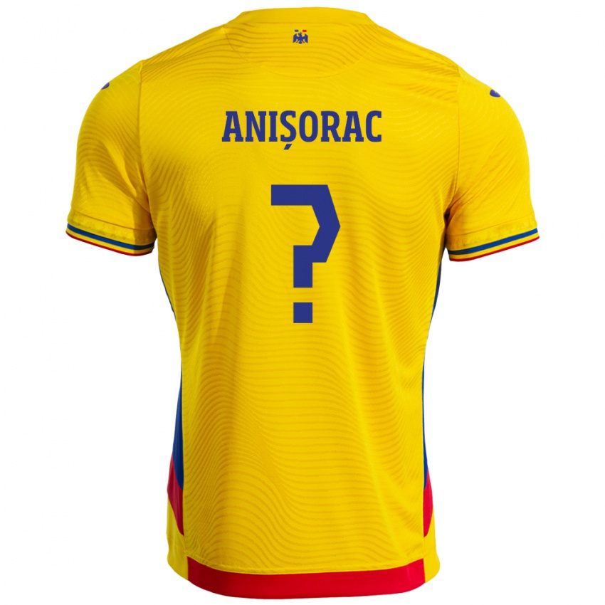גברים רומניה Ionut Anisorac #0 צהוב ג'רזי ביתית 24-26 חולצה קצרה