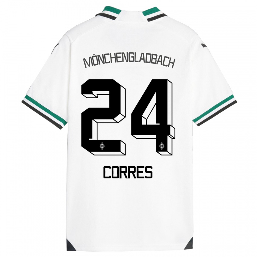 ילדים קרולין קורס #24 לבן ירוק ג'רזי ביתית 2023/24 חולצה קצרה