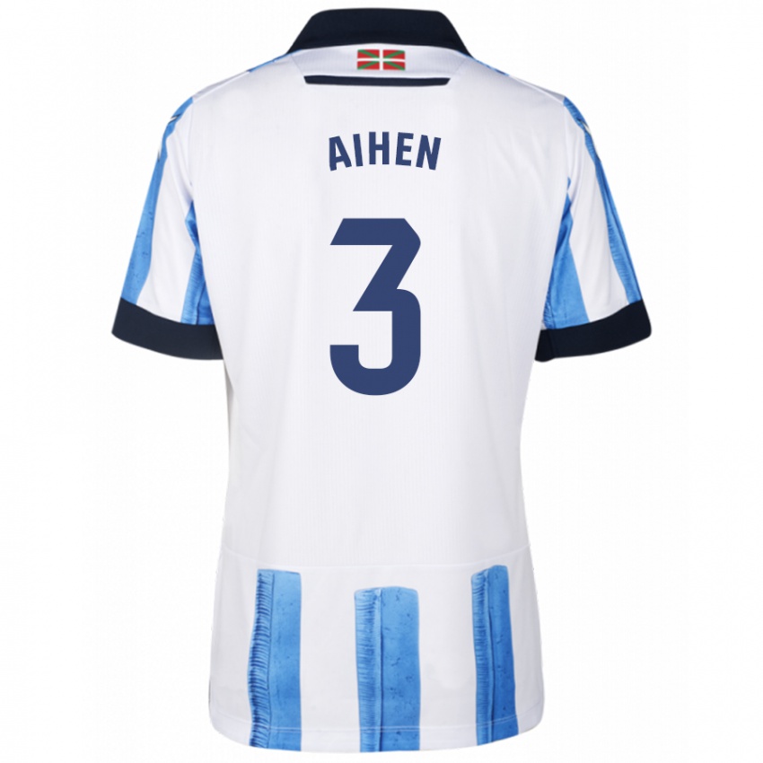 גברים Aihen Muñoz #3 כחול לבן ג'רזי ביתית 2023/24 חולצה קצרה