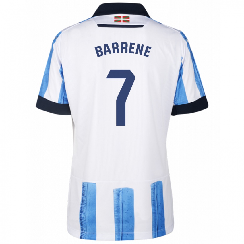 גברים Ander Barrenetxea #7 כחול לבן ג'רזי ביתית 2023/24 חולצה קצרה