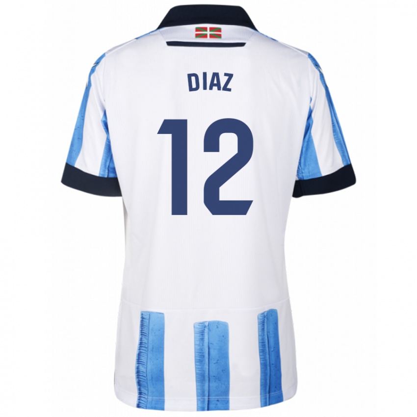 גברים יוני דיאז #12 כחול לבן ג'רזי ביתית 2023/24 חולצה קצרה
