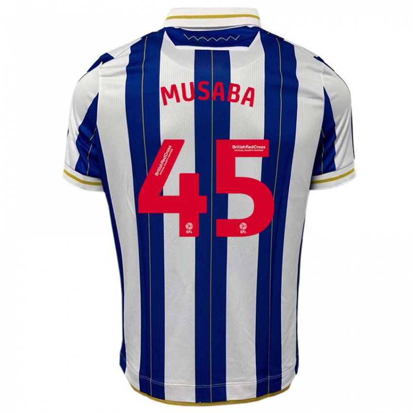 גברים Anthony Musaba #45 כחול לבן ג'רזי ביתית 2023/24 חולצה קצרה