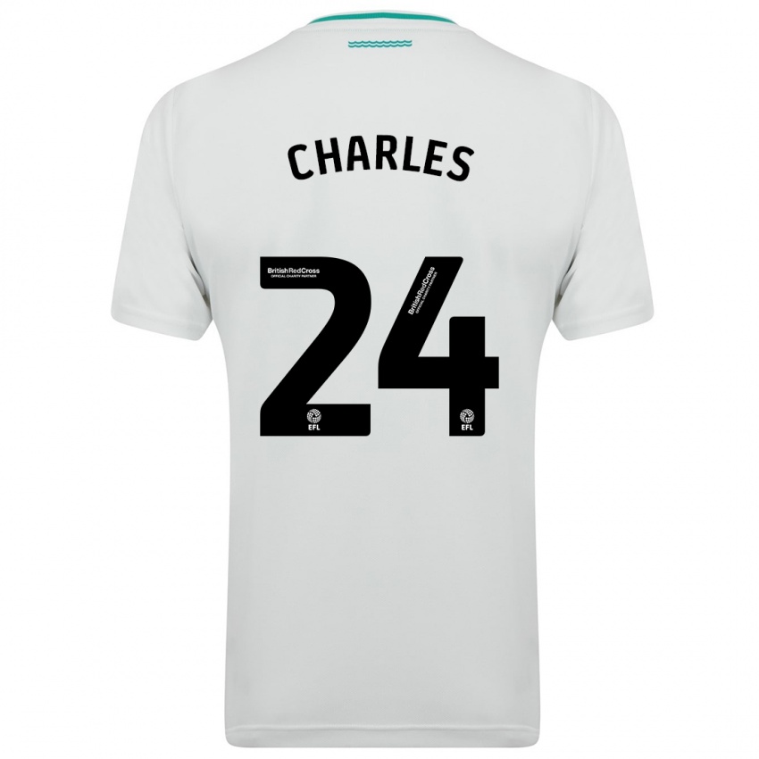 גברים שיי צ'ארלס #24 לבן הרחק ג'רזי 2023/24 חולצה קצרה