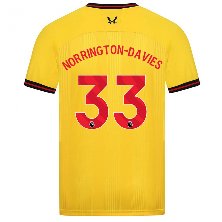 גברים ריס נורינגטון-דייוויס #33 צהוב הרחק ג'רזי 2023/24 חולצה קצרה