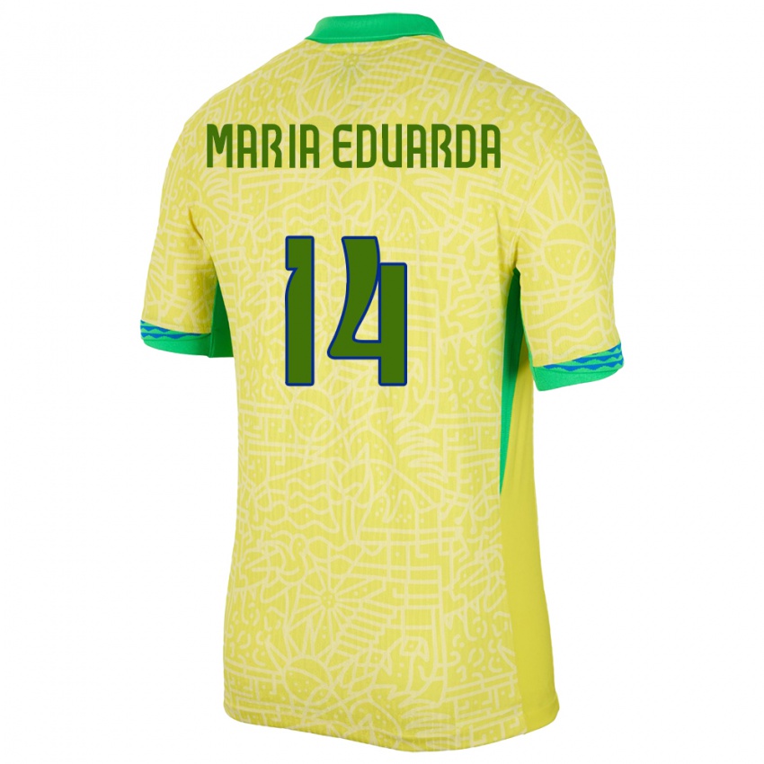 ילדים ברזיל מריה אדוארדה #14 צהוב ג'רזי ביתית 24-26 חולצה קצרה