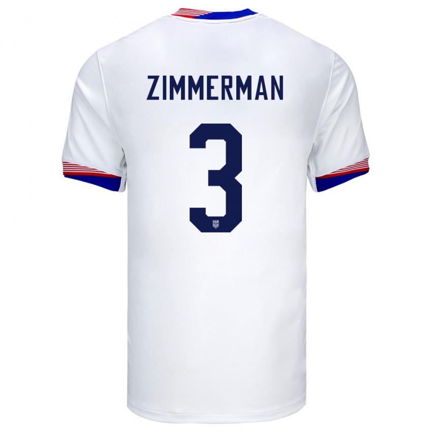 ילדים ארצות הברית ווקר צימרמן #3 לבן ג'רזי ביתית 24-26 חולצה קצרה