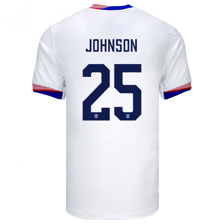 ילדים ארצות הברית שון ג'ונסון #25 לבן ג'רזי ביתית 24-26 חולצה קצרה