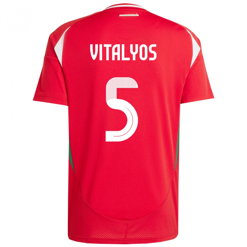 ילדים הונגריה Viktor Vitályos #5 אָדוֹם ג'רזי ביתית 24-26 חולצה קצרה