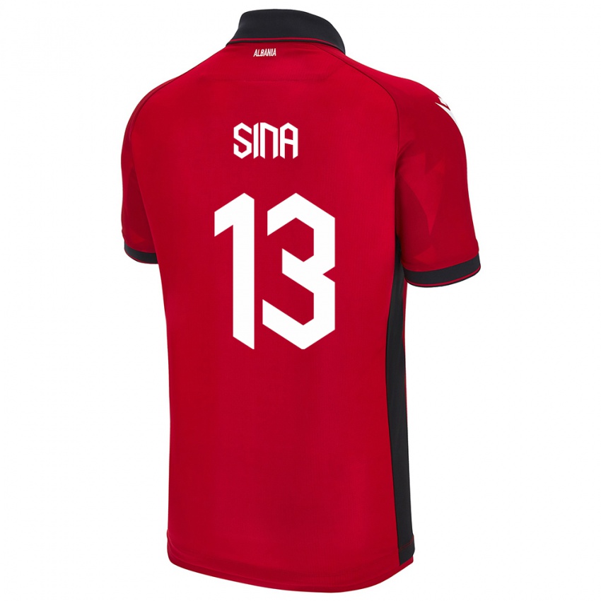 ילדים אלבניה Samuele Sina #13 אָדוֹם ג'רזי ביתית 24-26 חולצה קצרה