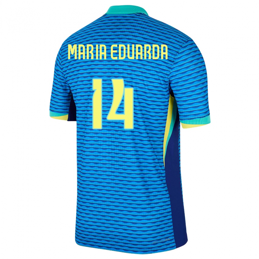 ילדים ברזיל מריה אדוארדה #14 כְּחוֹל הרחק ג'רזי 24-26 חולצה קצרה