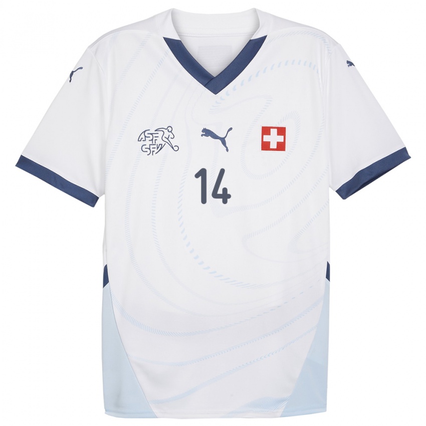 ילדים שווייץ פרידריך קרסצ'נטי #14 לבן הרחק ג'רזי 24-26 חולצה קצרה
