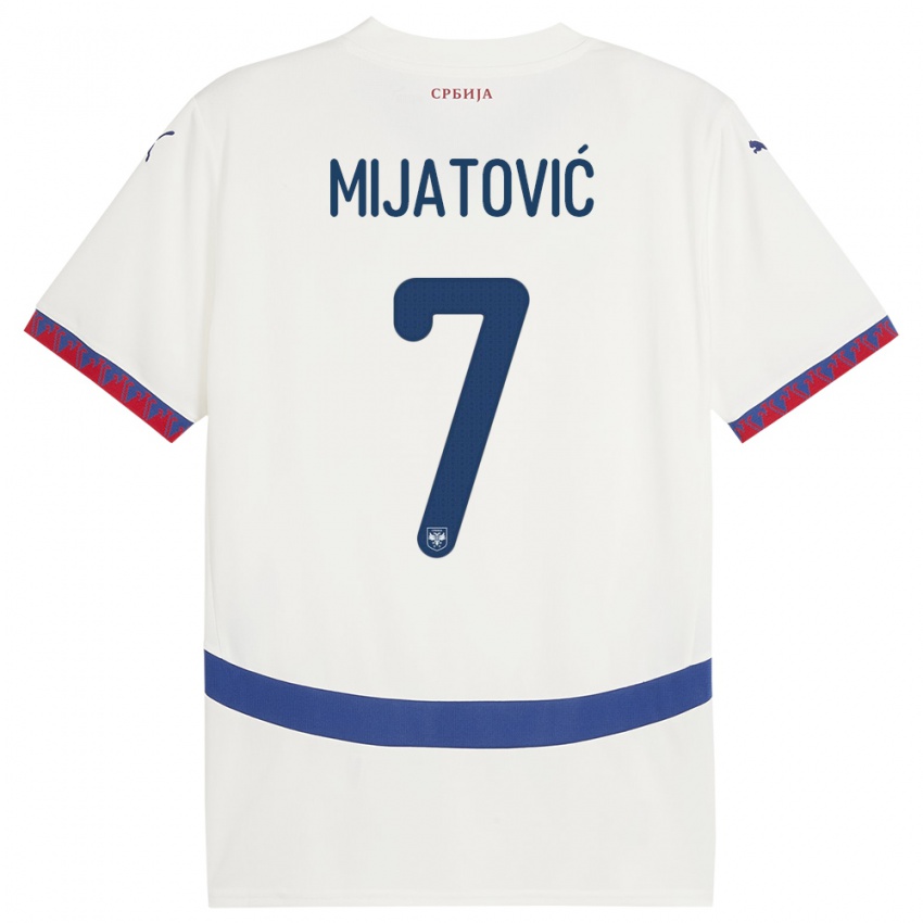 ילדים סרביה מיליצה מיאטוביץ׳ #7 לבן הרחק ג'רזי 24-26 חולצה קצרה