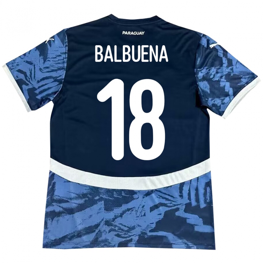 ילדים פרגוואי Axel Balbuena #18 כְּחוֹל הרחק ג'רזי 24-26 חולצה קצרה