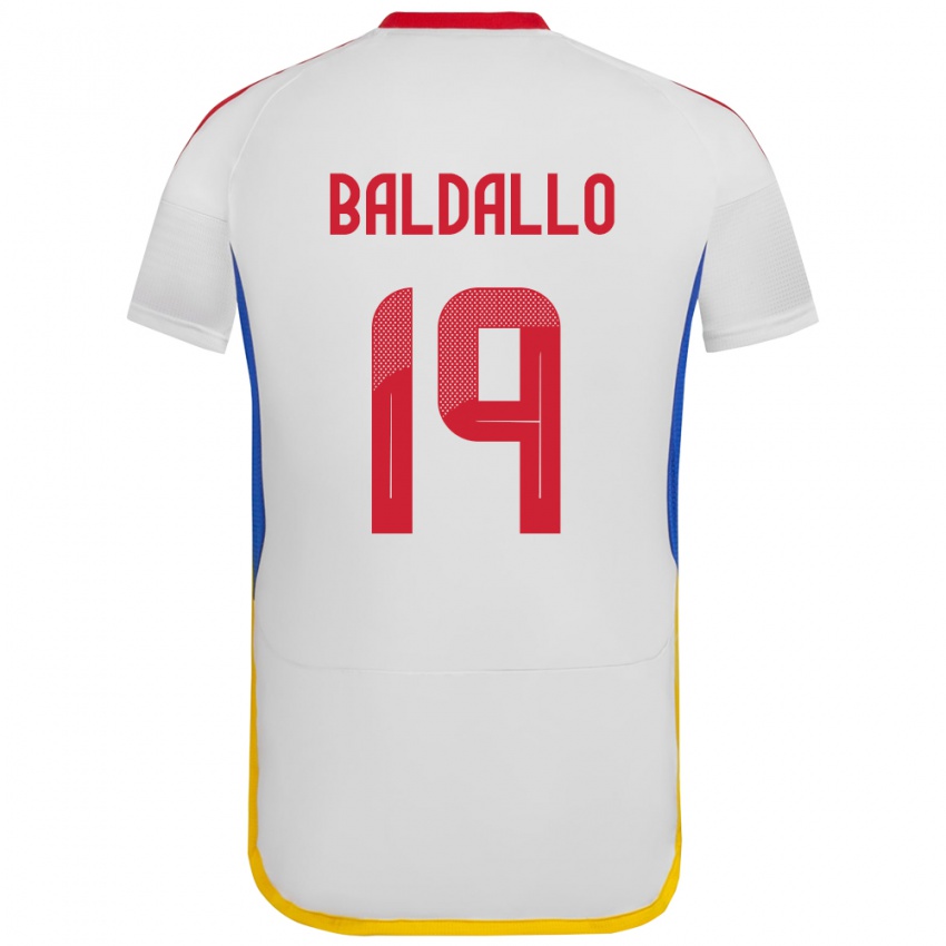 ילדים ונצואלה Micheel Baldallo #19 לבן הרחק ג'רזי 24-26 חולצה קצרה