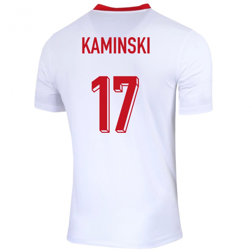 גברים פולין יקוב קמינסקי #17 לבן ג'רזי ביתית 24-26 חולצה קצרה