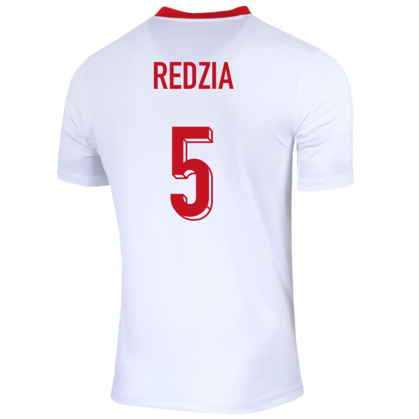 גברים פולין אנה רדזיה #5 לבן ג'רזי ביתית 24-26 חולצה קצרה