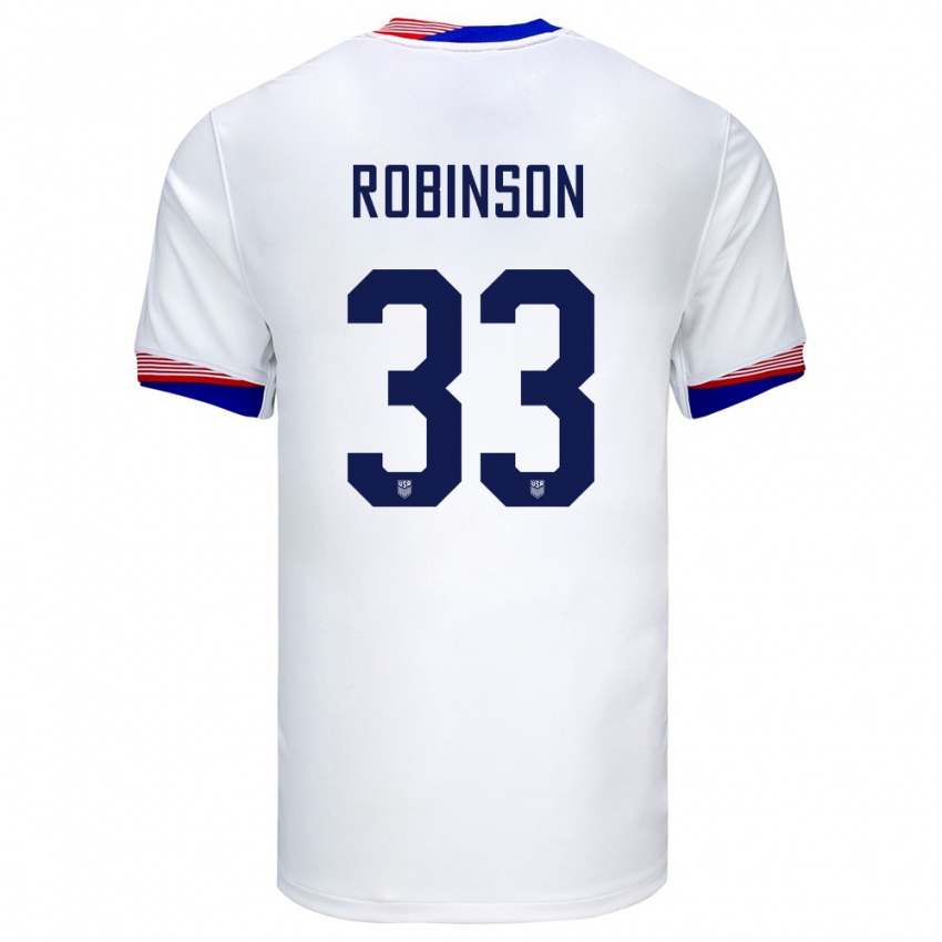 גברים ארצות הברית אנטוני רובינסון #33 לבן ג'רזי ביתית 24-26 חולצה קצרה