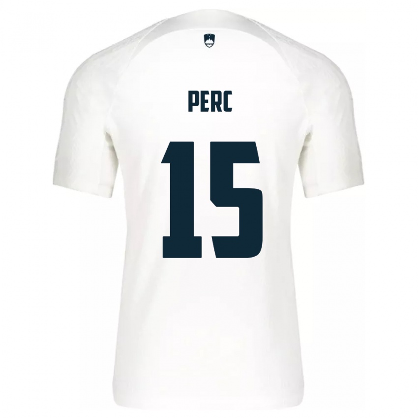 גברים סלובניה Nick Perc #15 לבן ג'רזי ביתית 24-26 חולצה קצרה