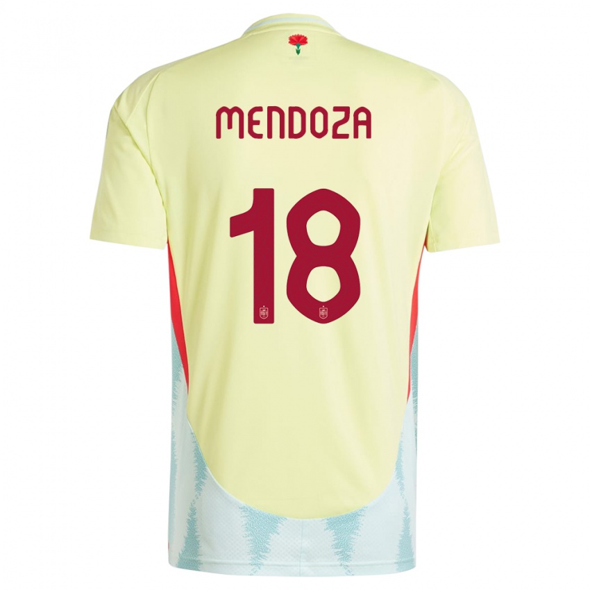גברים ספרד רודריגו מנדוזה #18 צהוב הרחק ג'רזי 24-26 חולצה קצרה
